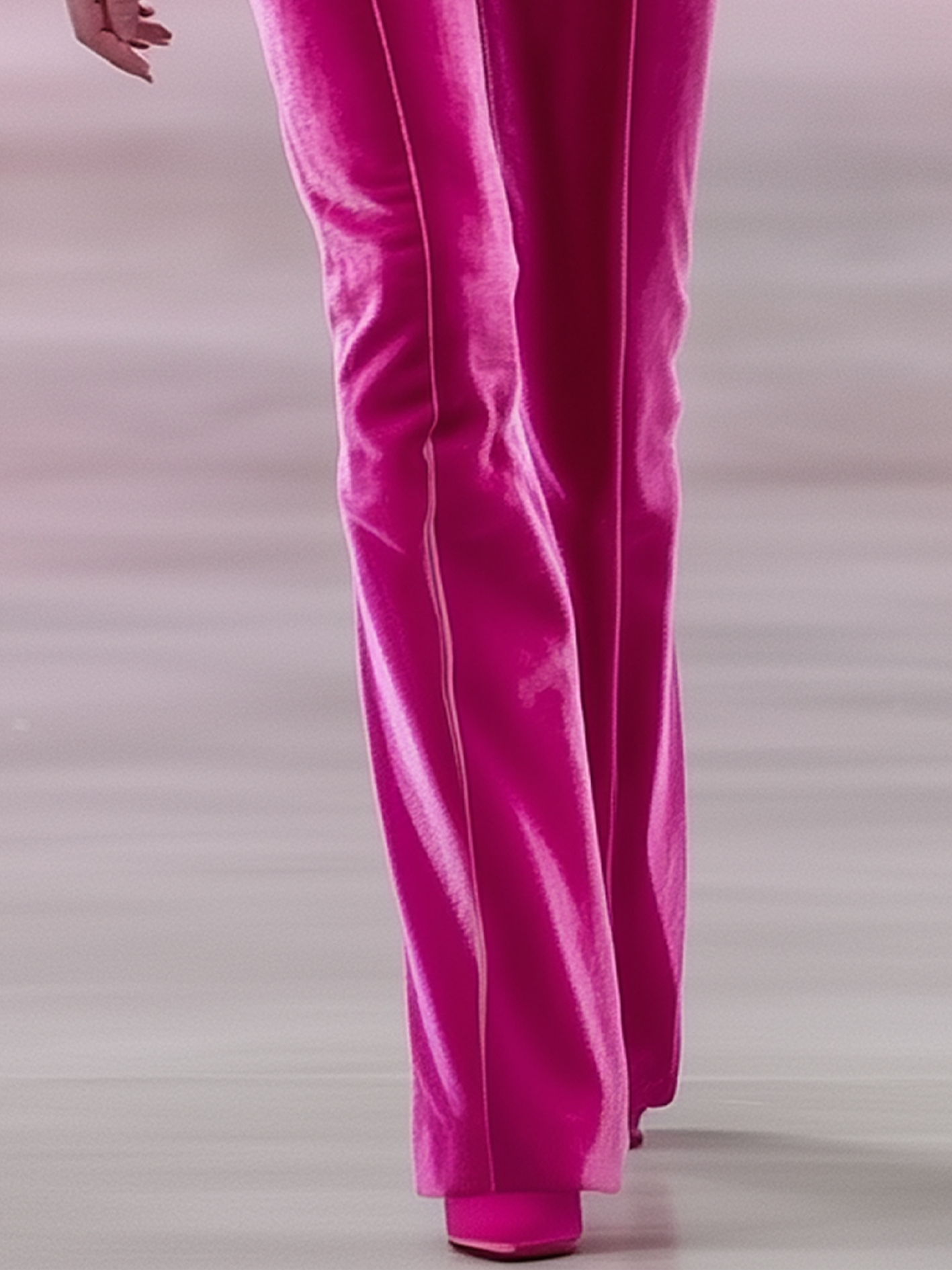 24-Hour-Shipping Barbie Pink Velvet Pants With Light Pink Trimmed