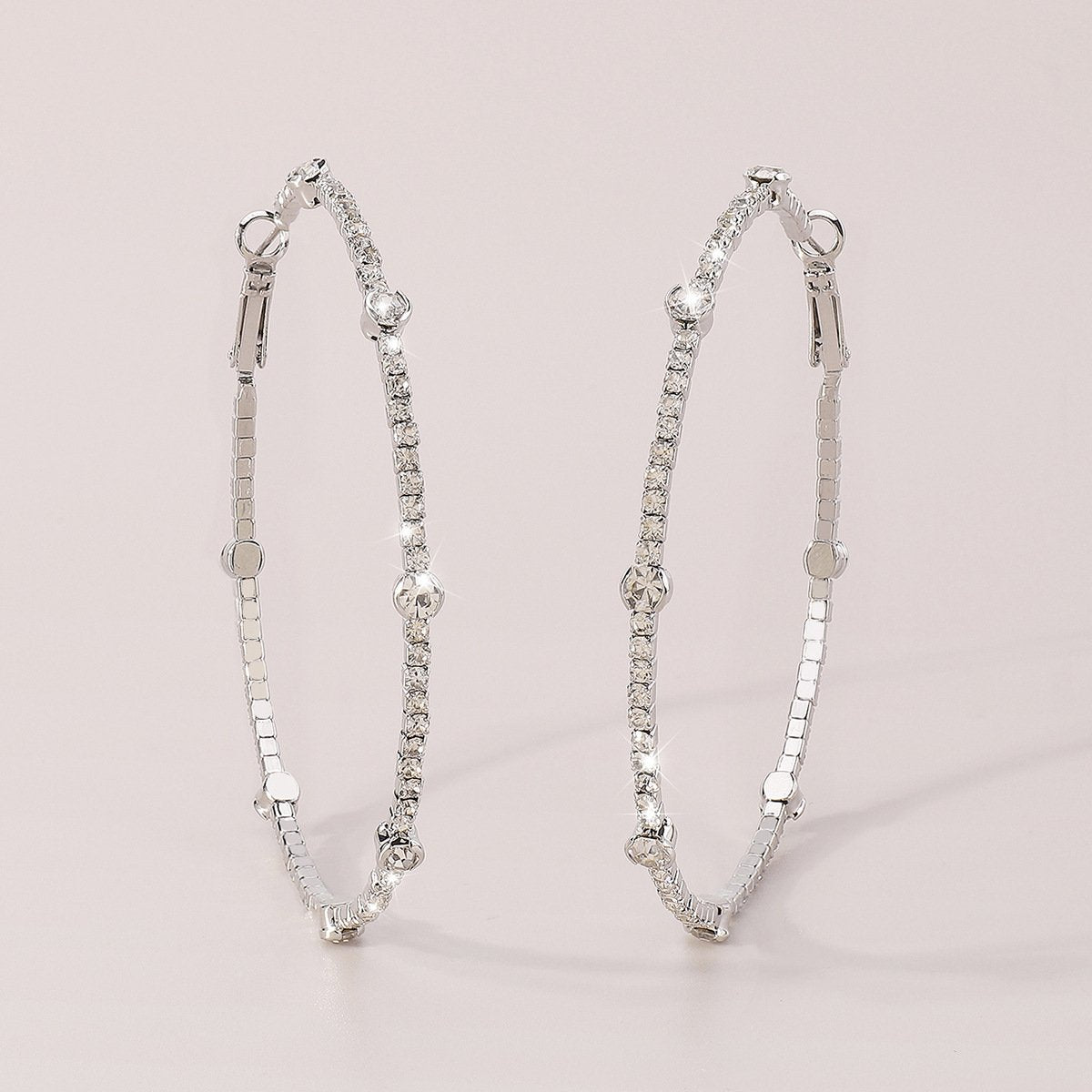 Minimalist Rhinestone Hoop Earrings